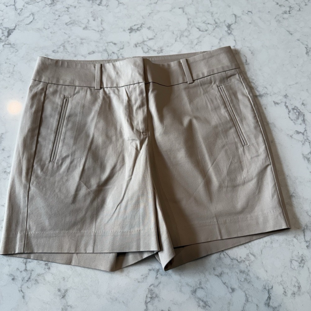 Ann Taylor Tailored Shorts Tan Stretch Cotton Size 4 Classic